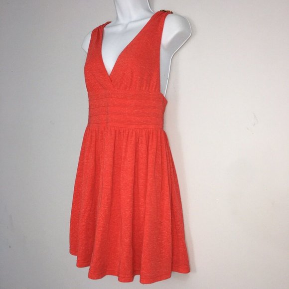Meghan Los Angeles Dress Womens S Orange Beaded Tank Racerback Cotton Blend Midi - Picture 3 of 7